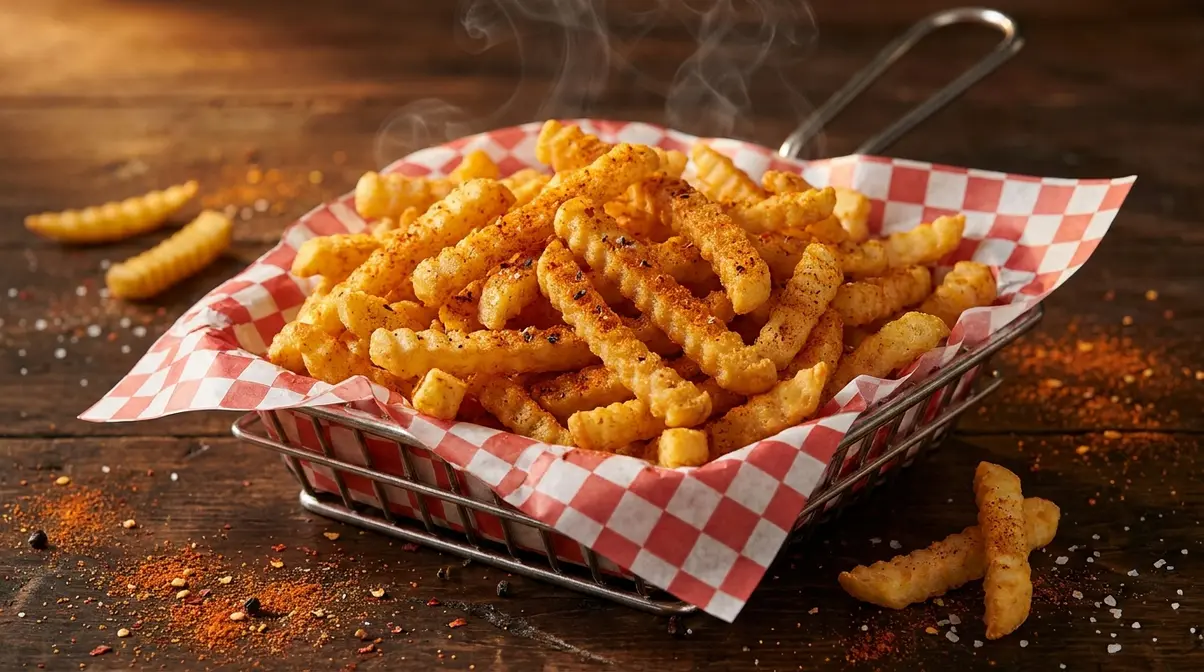 Wingstop Fry Seasoning Copycat: 5-Minute Recipe 1 Golden crispy seasoned fries in a basket with Wingstop fry seasoning copycat blend visible on surface